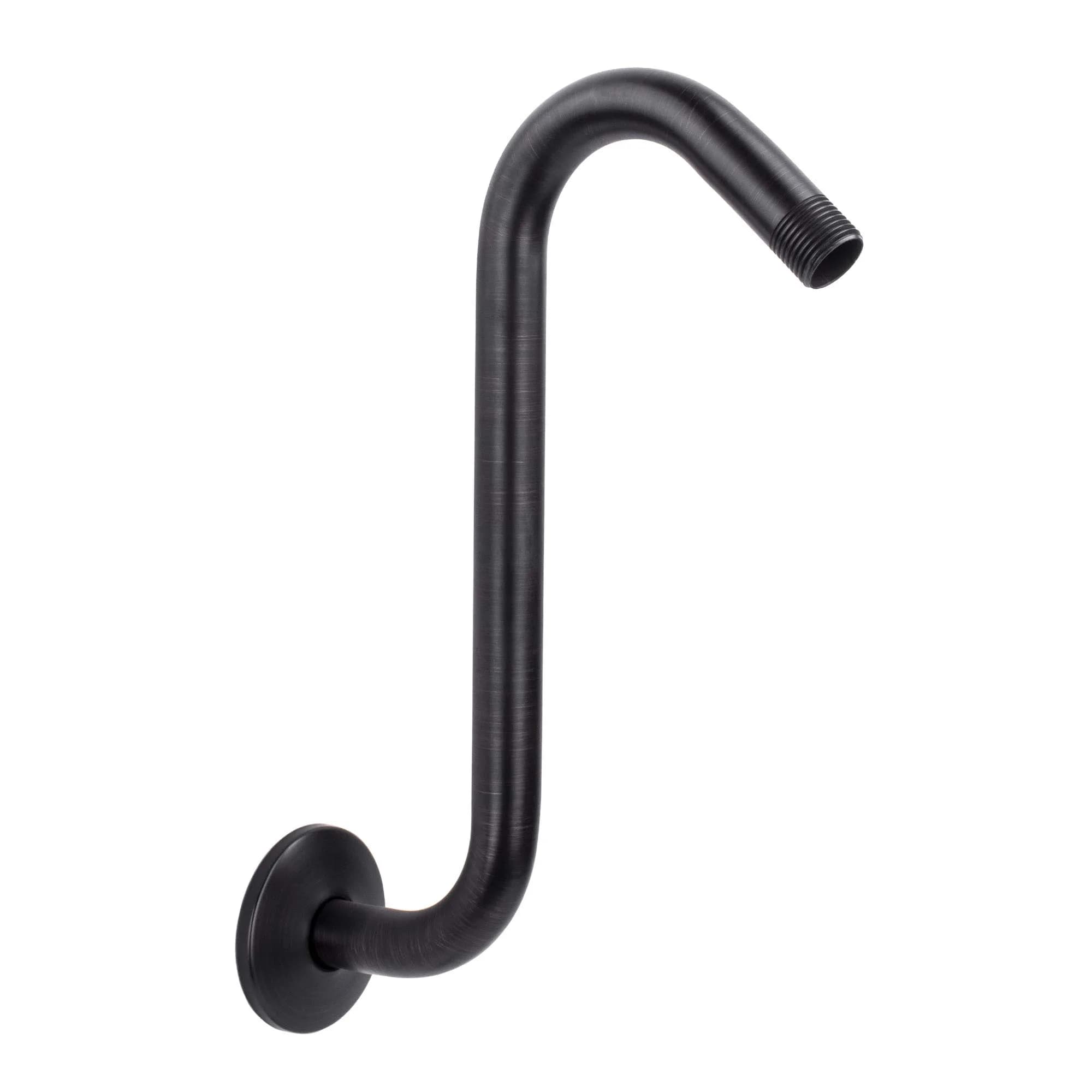 JS Jackson Supplies Shower Head Extension Arm with Flange, 10.5 Inch High-Rise Curved S Shape, Stainless Steel, Oil Rubbed Bronze Finish - main product image