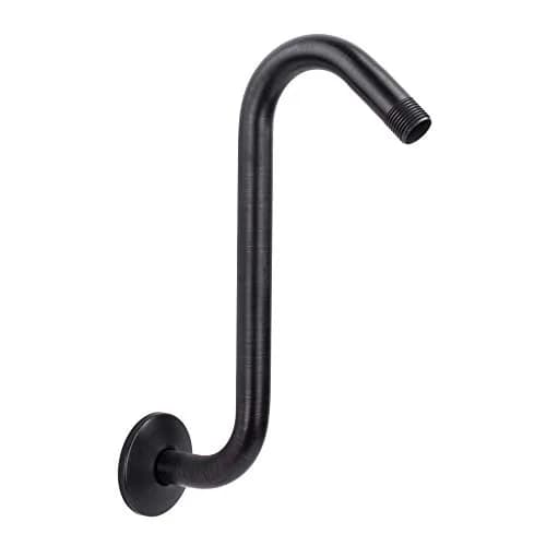 JS Jackson Supplies Shower Head Extension Arm with Flange, 10.5 Inch High-Rise Curved S Shape, Stainless Steel, Oil Rubbed Bronze Finish thumbnail 1