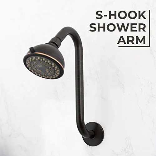 JS Jackson Supplies Shower Head Extension Arm with Flange, 10.5 Inch High-Rise Curved S Shape, Stainless Steel, Oil Rubbed Bronze Finish thumbnail 2