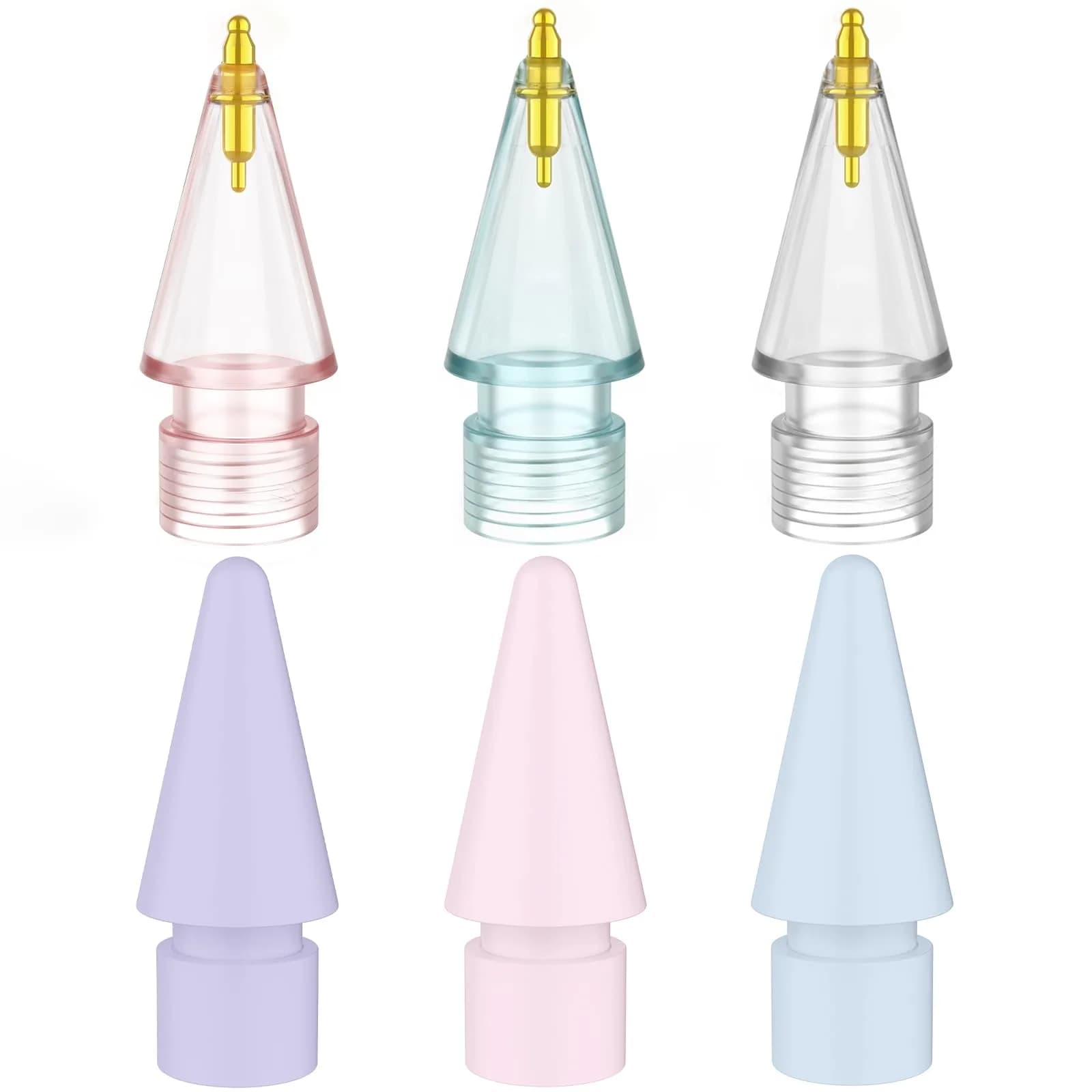 FAFALITHIC Gourd-Shaped Fine Point Replacement Tips for Apple Pencil 1st/2nd Gen, USB-C, Pro | 6-Pack Metal Nibs with Storage Case