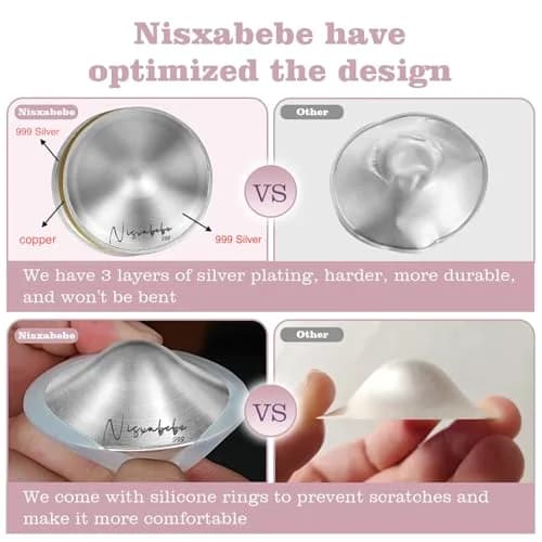 NISXABEBE Original Silver Nursing Cups for Breastfeeding Newborns | 999 Pure Silver, Regular Size thumbnail 3