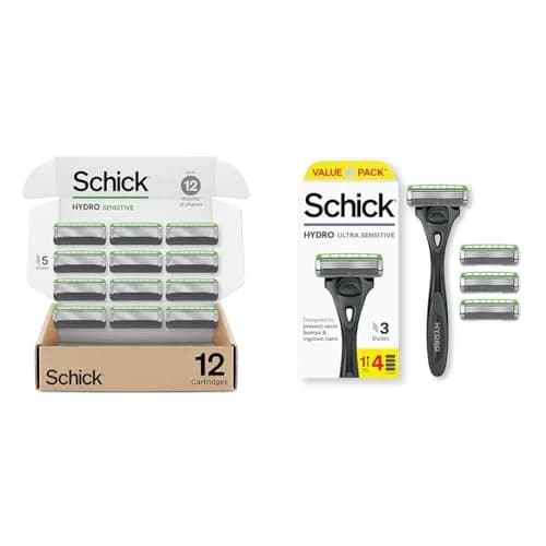 Schick Hydro Sensitive Razor Refills 12ct & Ultra Sensitive Razor Handle | Sensitive Skin Comfort (110 characters) thumbnail 1
