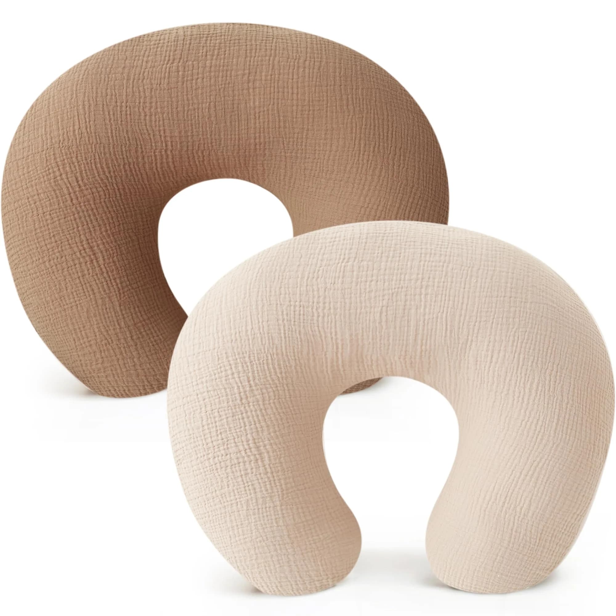 Konssy Muslin Nursing Pillow Covers - 2 Pack, Cream Soft Cotton Slipcover for Baby | 63.5 x 45.7 cm (25 x 18 inches)
