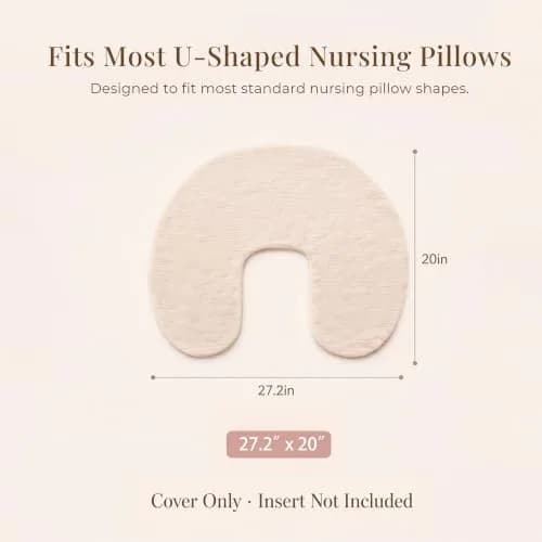 Konssy Muslin Nursing Pillow Covers - 2 Pack, Cream Soft Cotton Slipcover for Baby | 63.5 x 45.7 cm (25 x 18 inches) thumbnail 4