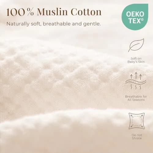 Konssy Muslin Nursing Pillow Covers - 2 Pack, Cream Soft Cotton Slipcover for Baby | 63.5 x 45.7 cm (25 x 18 inches) thumbnail 2