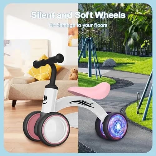 Gamfeiny Colorful Lighting Baby Balance Bike Toys for 1 Year Old Girl Gifts, 10-36 Month Toddler Balance Bike, 2.42 kg (4.6 lb) | No Pedal 4 Silence Wheels & Soft Seat thumbnail 6