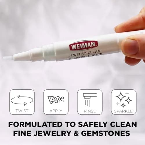 Weiman Jewelry Cleaner & Sparkle Stick - Portable On-The-Go Cleaning for Diamond Engagement Rings, Wedding Rings, Gemstones, Necklaces, Earrings, Bracelets (1-Pack) thumbnail 3