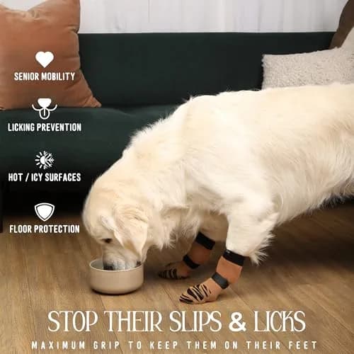 DOK TigerToes XXL Dog Socks (4-Pack, Cool Caramel) | Non-Slip Grip for Hardwood Floors & Senior Dogs thumbnail 2