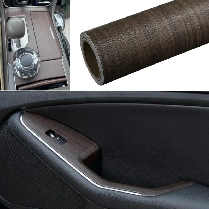 GreceYou Wood Grain Vinyl Wrap Sticker Decal for Cars & Furniture 40x100cm (15.7x39.4in) | Matte Coffee-Oak Finish thumbnail 3