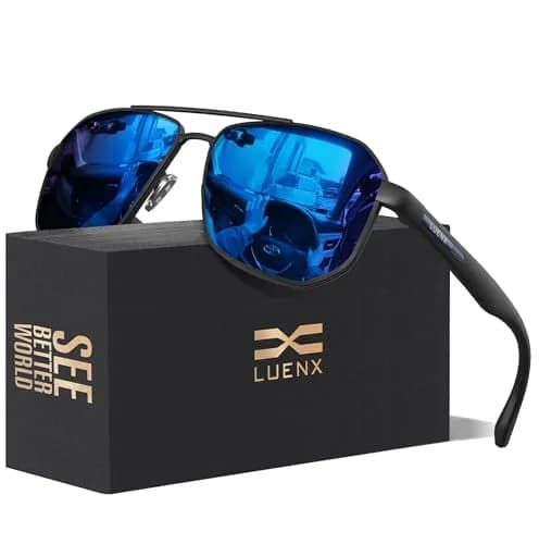 Luenx Aviator Polarized Sunglasses for Men: Square UV400 Driving | High-Quality UV Protection thumbnail 1
