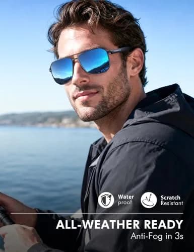 Luenx Aviator Polarized Sunglasses for Men: Square UV400 Driving | High-Quality UV Protection thumbnail 6