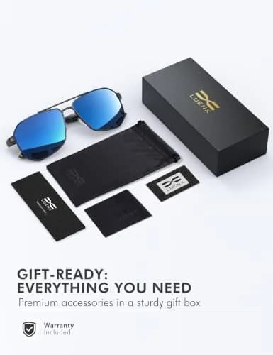 Luenx Aviator Polarized Sunglasses for Men: Square UV400 Driving | High-Quality UV Protection thumbnail 7
