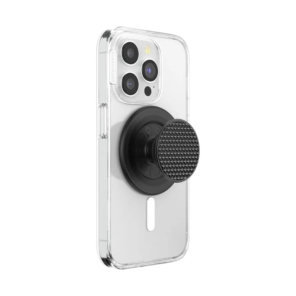PopSockets Phone Grip for MagSafe | Magnetic Holder & Stand, Black Knurl, Aluminum & Polycarbonate, Universal