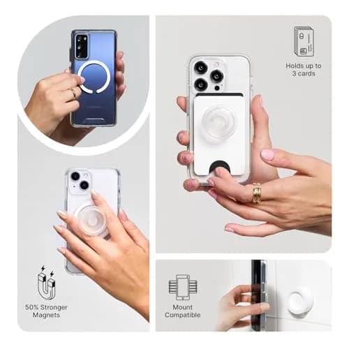 PopSockets Phone Grip for MagSafe | Magnetic Holder & Stand, Black Knurl, Aluminum & Polycarbonate, Universal thumbnail 6