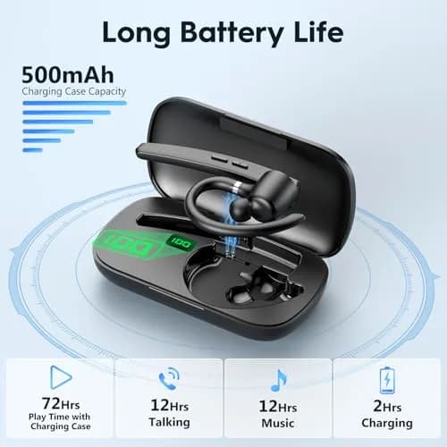 New Bee M53 Bluetooth Headset with 500mAh Charging Case | 72H Talktime, Dual Mic Noise Cancelling thumbnail 2
