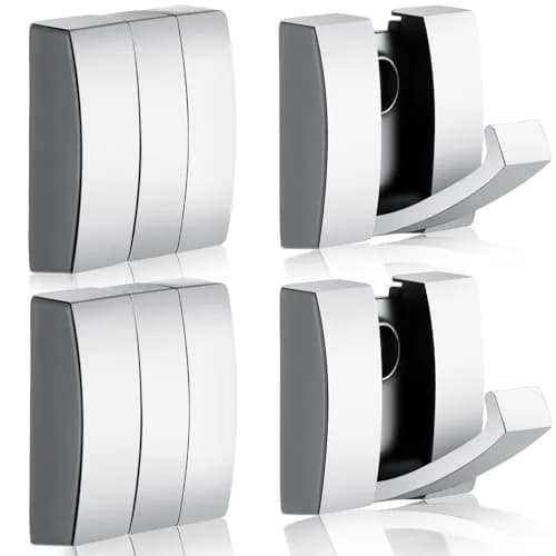 Queekay 4 Pcs Folding Hideaway Coat Hooks Space Aluminum | Retractable Wall Hanging Holder for Closet & Bathroom thumbnail 1