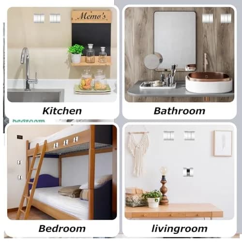 Queekay 4 Pcs Folding Hideaway Coat Hooks Space Aluminum | Retractable Wall Hanging Holder for Closet & Bathroom thumbnail 4