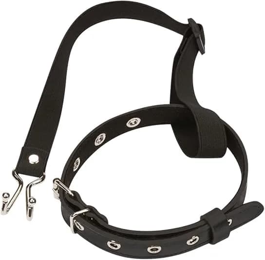 KLORVEU PU Leather Neck Collar Choker with Metal Nose Hook Buckle & Adjustable Pin Buckle | Black thumbnail 3