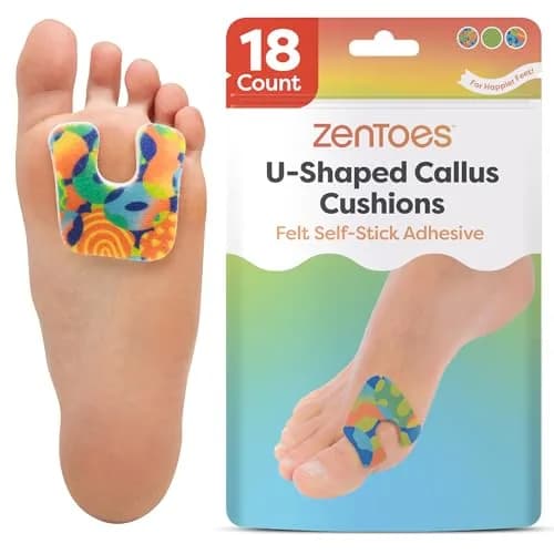 ZenToes U-Shaped Felt Callus Pads 18 Count | Protects Feet from Friction and Pressure thumbnail 1
