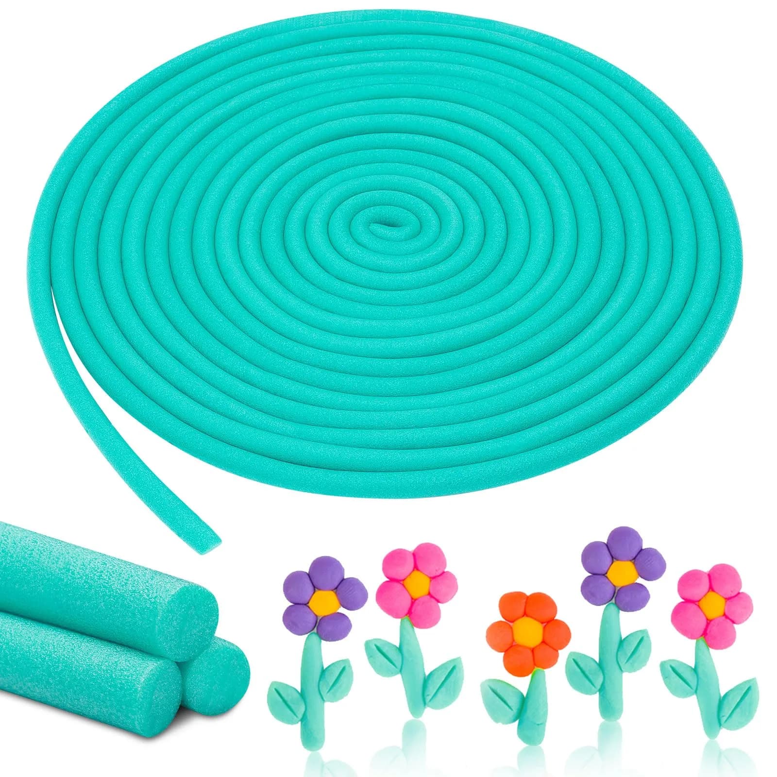 Frienda White Foam Noodles for Crafts, 5/8 Inch x 40 Ft, Flexible Foam Rods for DIY Projects — Green / 40 Ft, 5/8 Inch