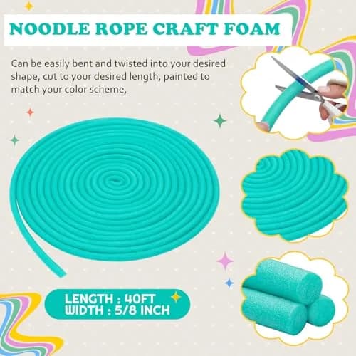Frienda 5/8 Inch x 40 Ft Green Foam Noodles for Crafts | Versatile Pool Noodles Foam Tubes for Modeling & DIY Arts thumbnail 2