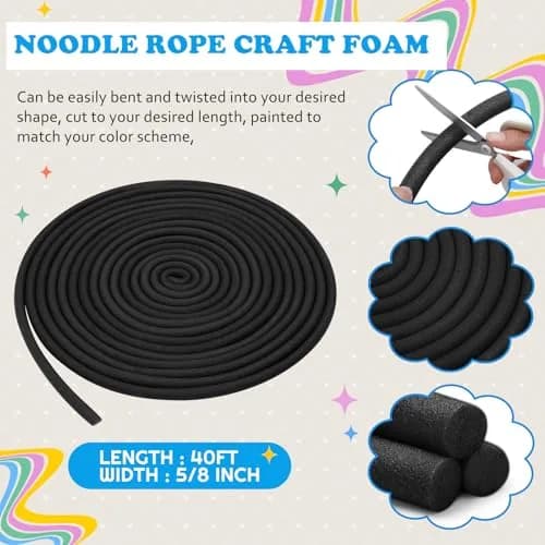 Frienda Black Foam Noodles for Crafts 12.2m (40 Ft) | Versatile Pool Noodles for Modeling and DIY Arts thumbnail 2