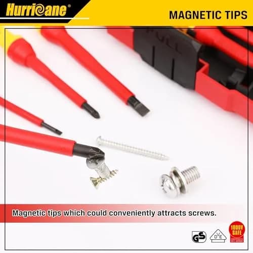 HURRICANE 13 Piece 1000V Insulated Electrician Screwdriver Set | Cr-V Magnetic Tips for Professional & Home Repair thumbnail 5