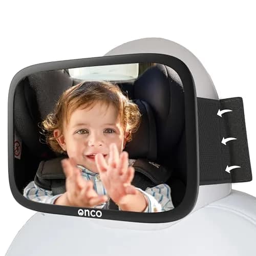 Onco Baby Car Mirror for Fixed Headrests - Tesla-Compatible Non-Slip Mirror | 23.4cm x 17.3cm thumbnail 1
