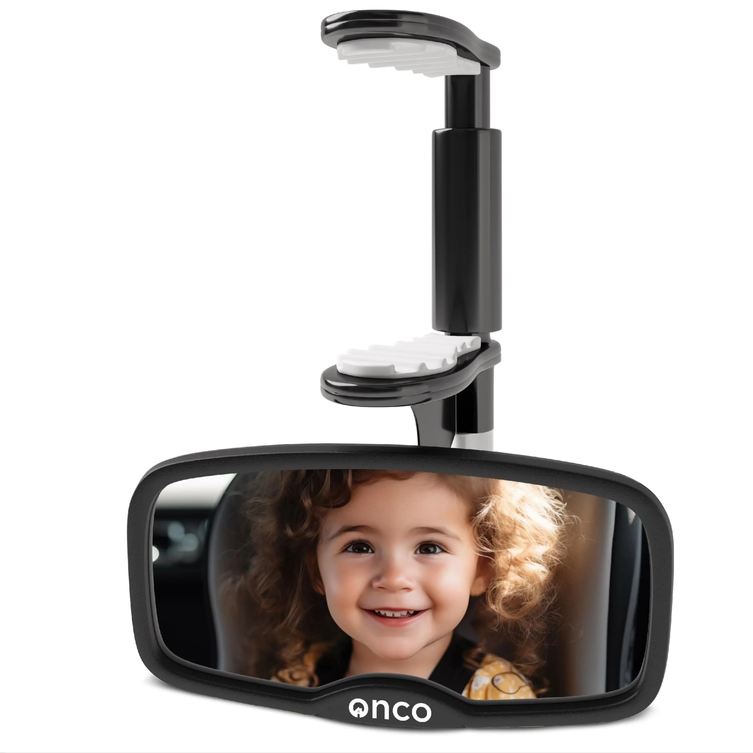 Onco Baby Car Mirror for Forward Facing Seats | Clip-On Shatterproof Convex Mirror