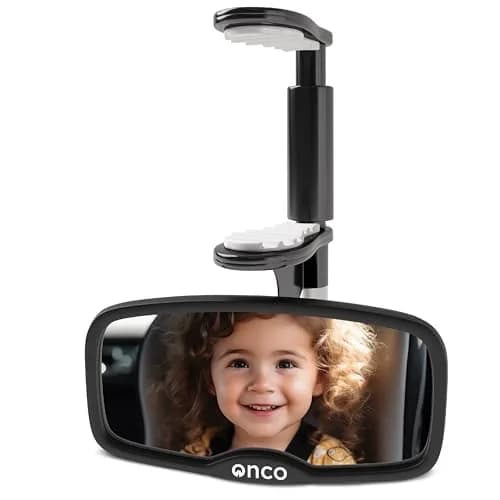 Onco Baby Car Mirror for Forward Facing Seats | Clip-On Shatterproof Convex Mirror thumbnail 1