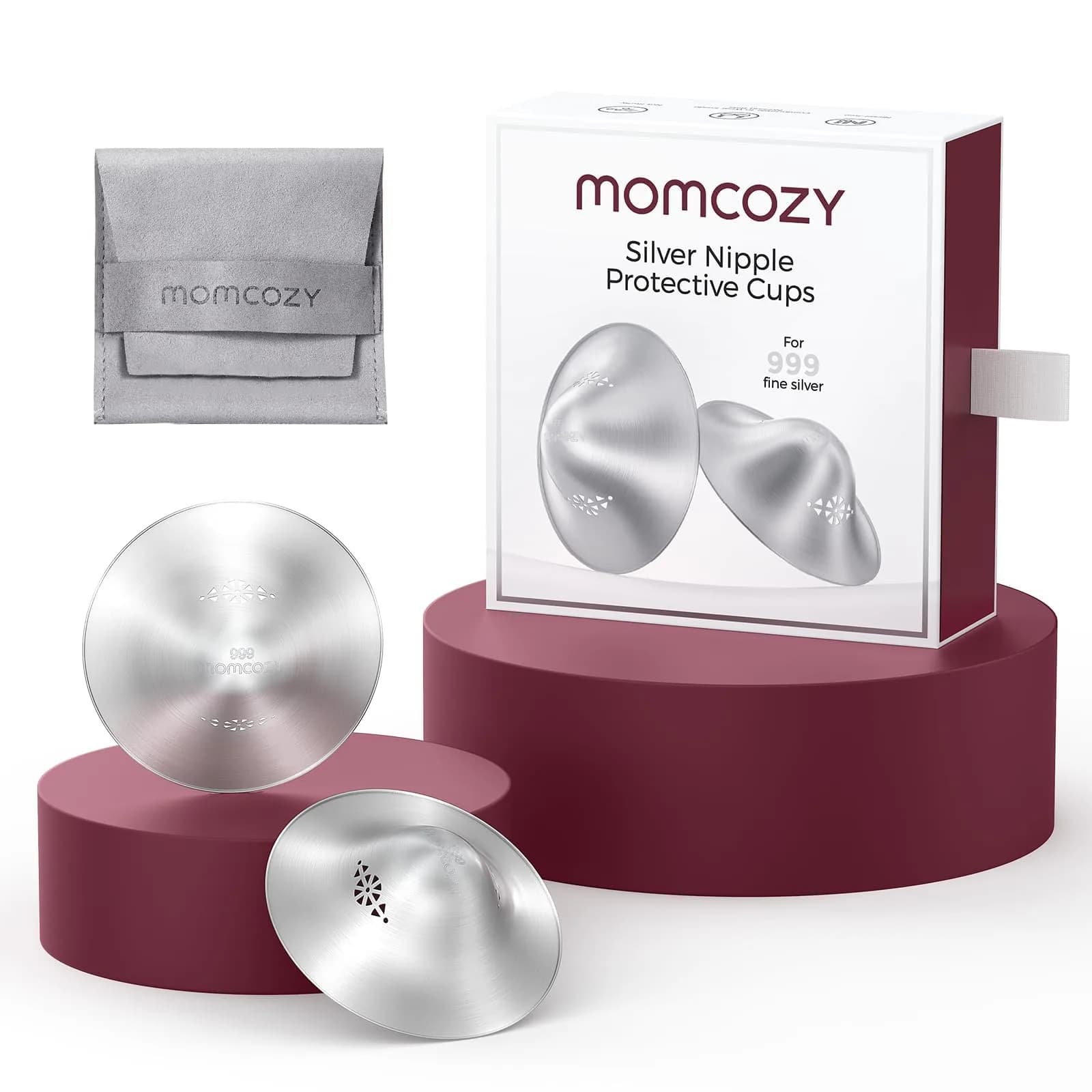 Momcozy 999 Silver Nursing Cups Regular Size | Perforated Design for Postpartum Healing - main product image