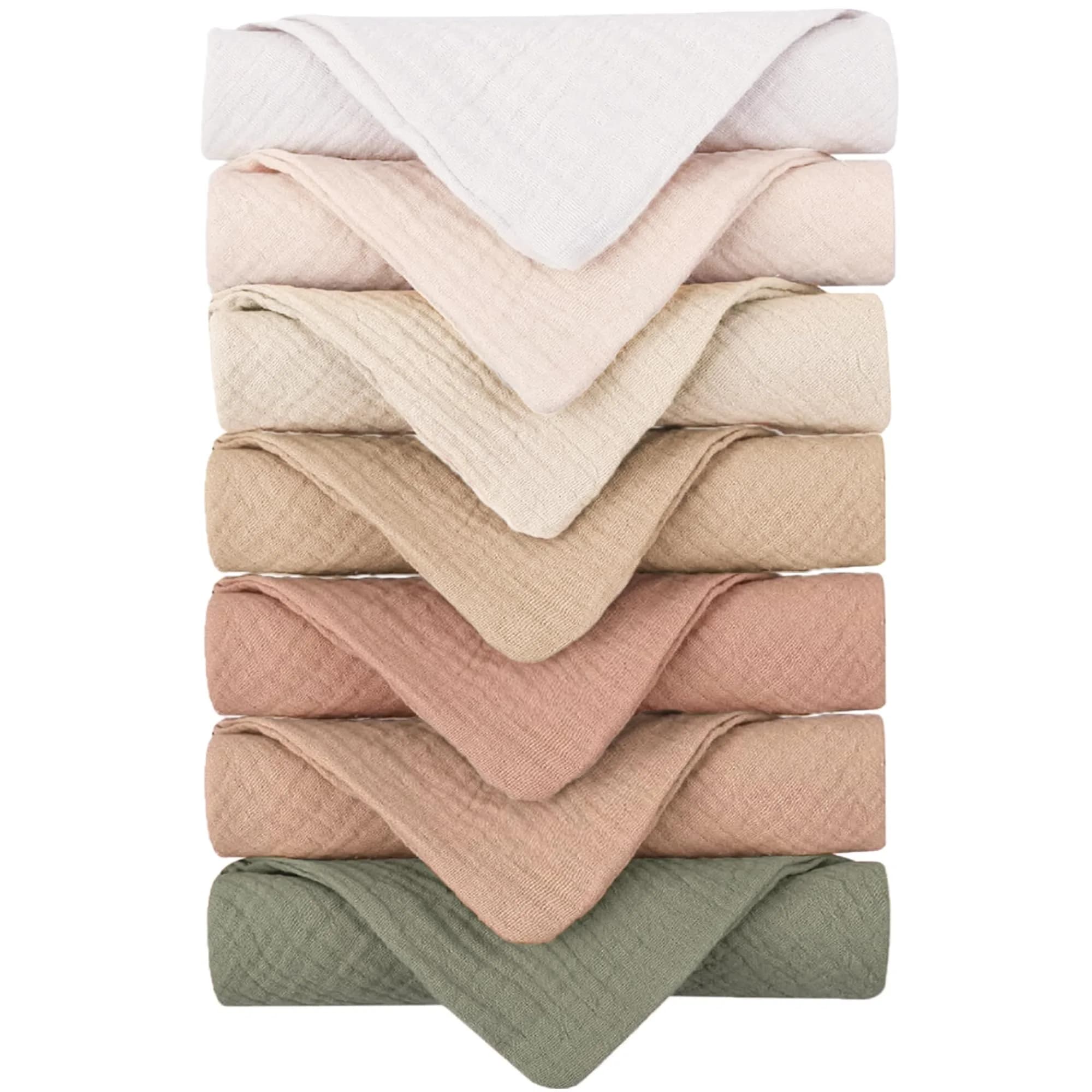 Konssy 7 Pack Muslin Baby Washcloths 28cm x 28cm | Ultra-Soft Cotton for Delicate Skin — Pastel