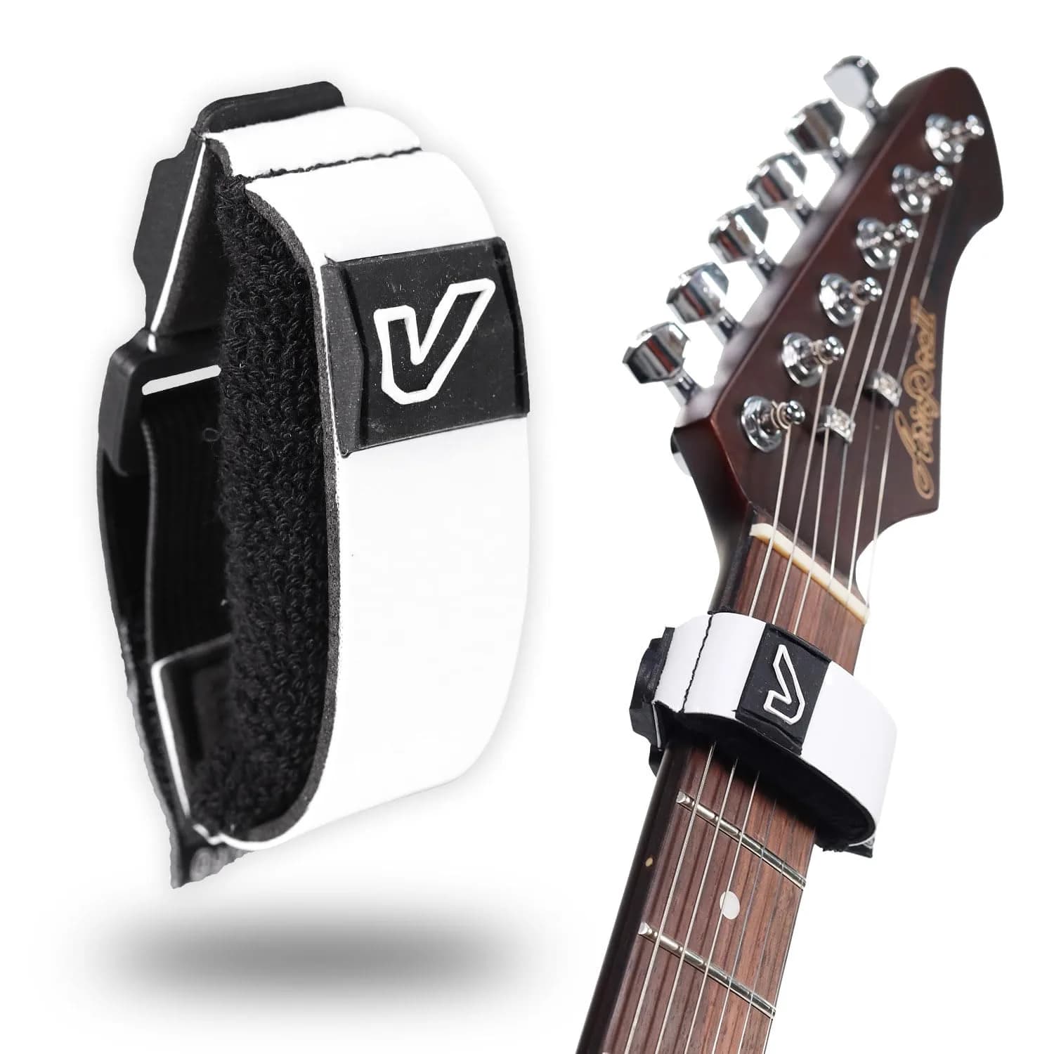 Gruv Gear Fret Wrap & Guitar Mute Pro, Small White | String Dampener for Acoustic, Electric & Bass