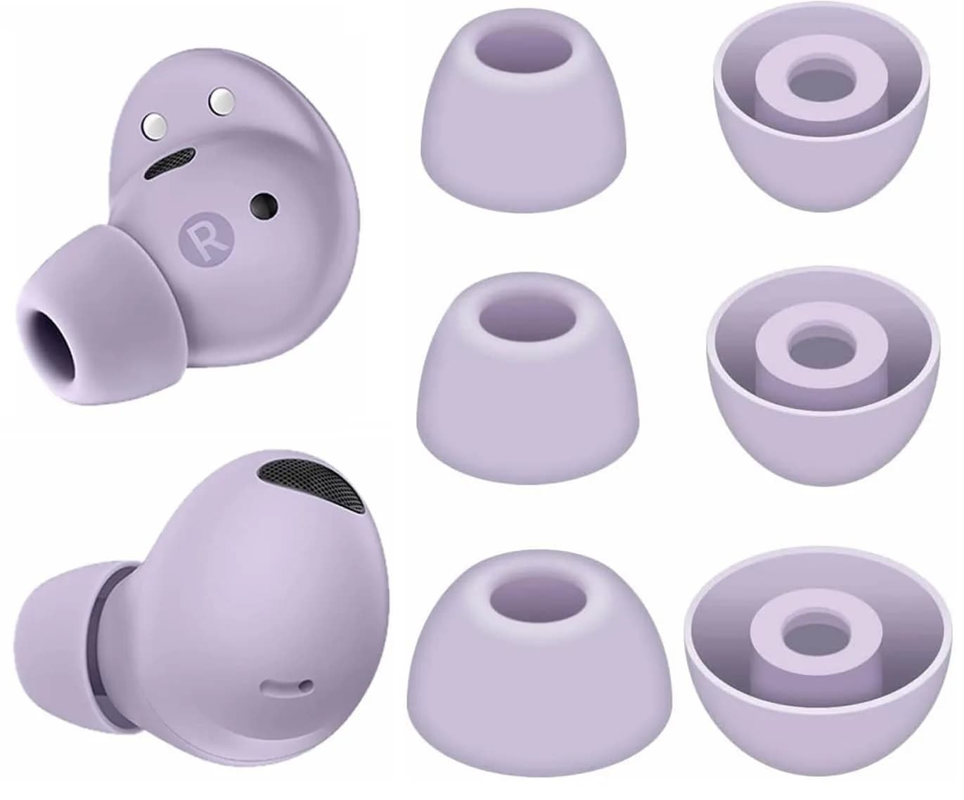 BLLQ Replacement Earbud Tips for Samsung Galaxy Buds 2 Pro, 3 Pairs S/M/L Soft Silicone Ear Tips | Bora Purple — Bora Purple