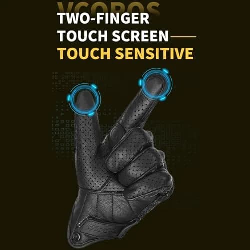 mjmoto Men's Classic Goat Leather Motorcycle Gloves with Hard Knuckle Protection, Black Medium | Touchscreen Compatible thumbnail 6