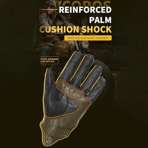 mjmoto Men's Classic Goat Leather Motorcycle Gloves, Hard Knuckle Vintage Riding Gear (Black, X-Large) | Breathable & Touchscreen Compatible thumbnail 4