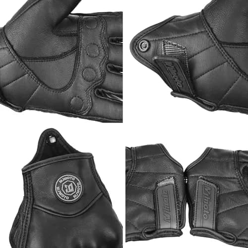 mjmoto Men's Classic Goat Leather Motorcycle Gloves, Hard Knuckle Vintage Riding Gear (Black, X-Large) | Breathable & Touchscreen Compatible thumbnail 8