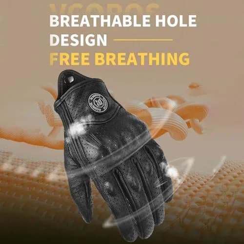 mjmoto Men's Classic Goat Leather Motorcycle Gloves, Hard Knuckle Vintage Riding Gear (Black, X-Large) | Breathable & Touchscreen Compatible thumbnail 3