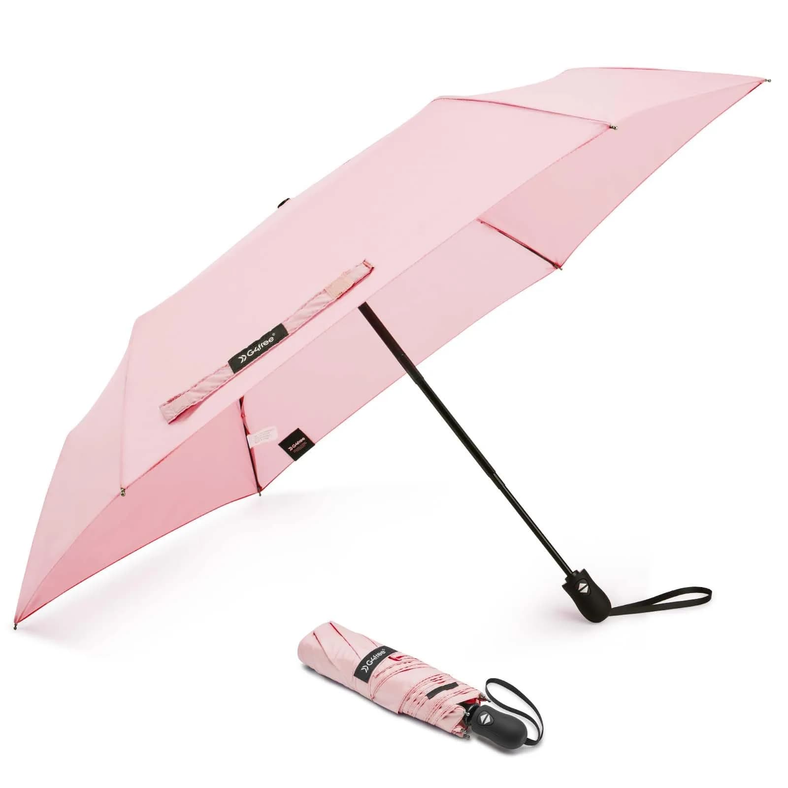 G4Free 40 Inch Compact Folding Umbrella UPF 50+ UV Protection | Lightweight Automatic Open Close — Pink
