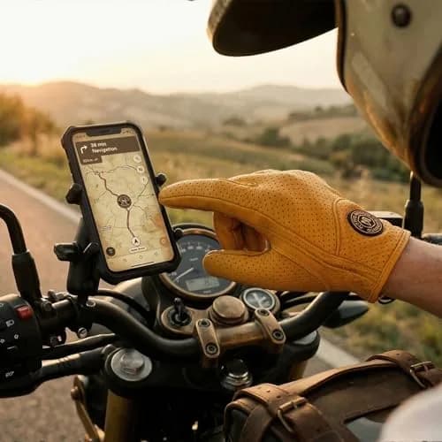 mjmoto Men's Classic Goat Leather Motorcycle Gloves, Hard Knuckle Vintage Riding Gear (Yellow, Large) | Impact-Resistant & Ventilated thumbnail 5