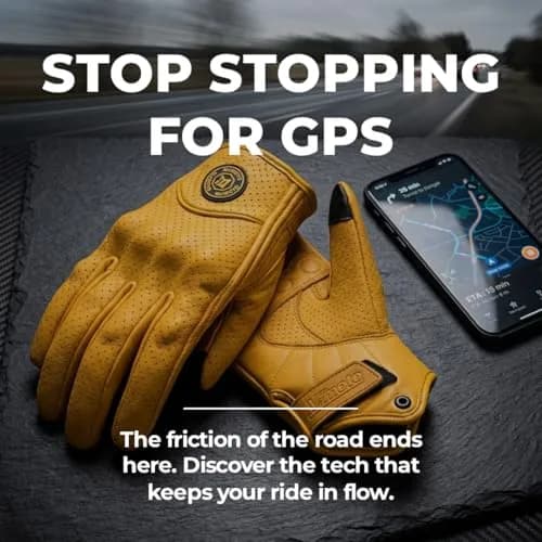 mjmoto Men's Classic Goat Leather Motorcycle Gloves, Hard Knuckle Vintage Riding Gear (Yellow, Large) | Impact-Resistant & Ventilated thumbnail 3