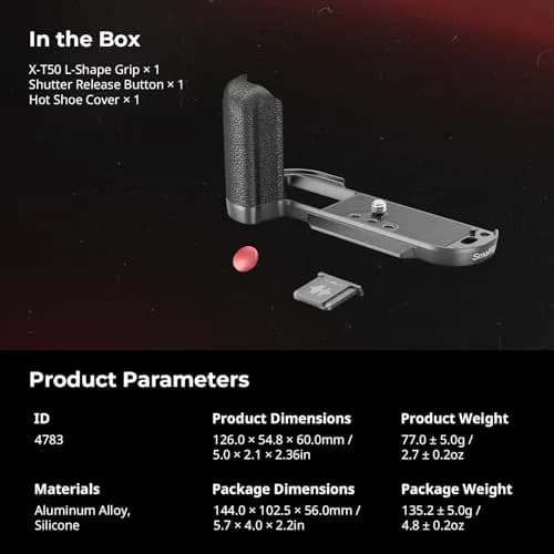 SMALLRIG L-Shape Handgrip for FUJIFILM X-T50 | Ergonomic Silicone Grip, Quick Release Plate, Shutter Button, Hot Shoe Cover thumbnail 9