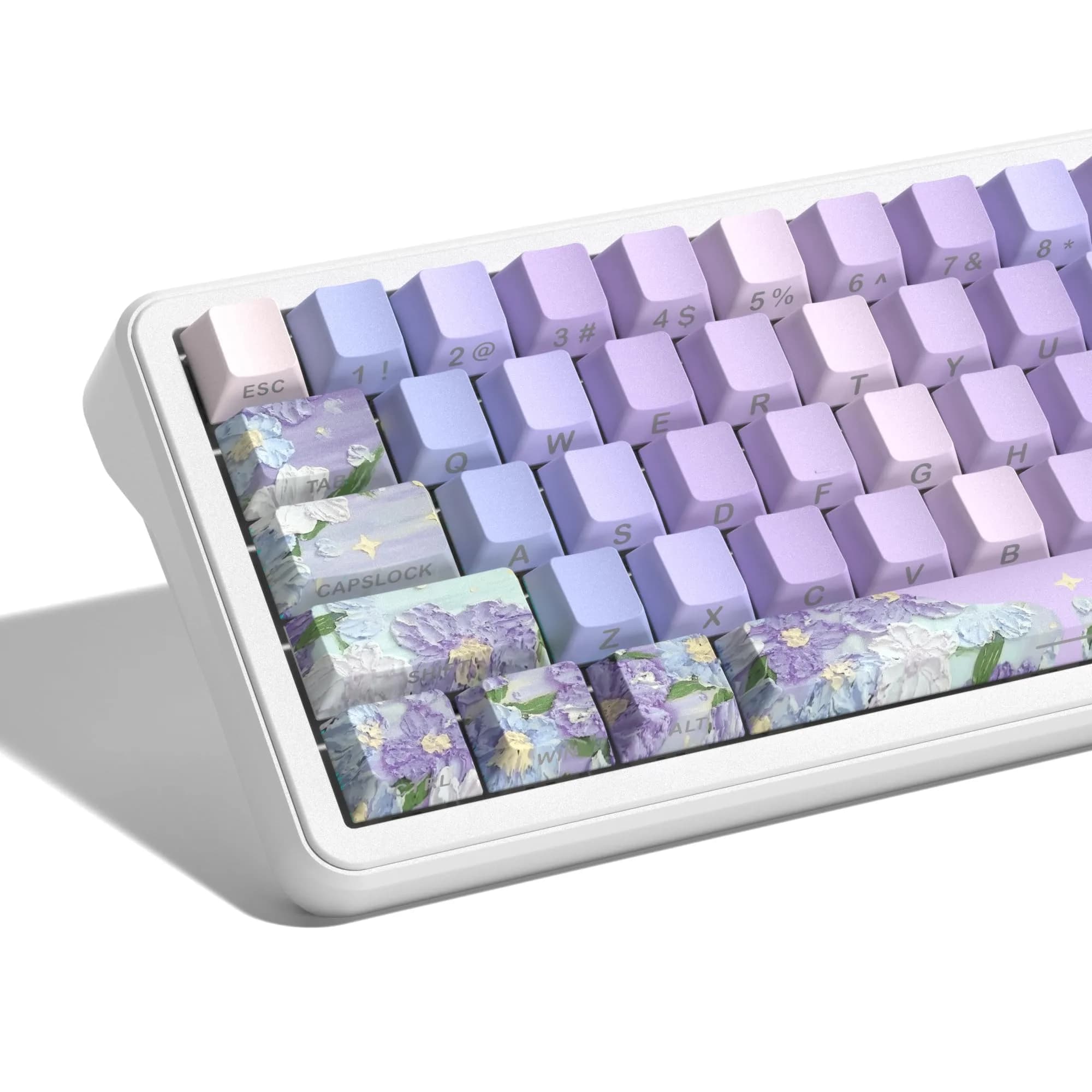 dagaladoo White Topographic Double Shot PBT Keycaps Set | 132 Keys Cherry Profile for Gateron MX Switches — Violet