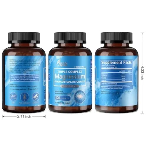 ASSR Triple Magnesium Complex 300mg | Supports Sleep, Energy & Relaxation, Vegan, Non-GMO, 120 Capsules thumbnail 8
