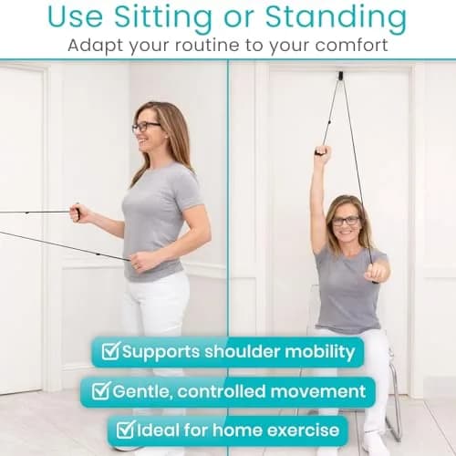 Vive Shoulder Pulley for Physical Therapy - Over the Door Pulley for Frozen Shoulder Rehab | 0.1 kg (0.22 lb) thumbnail 8