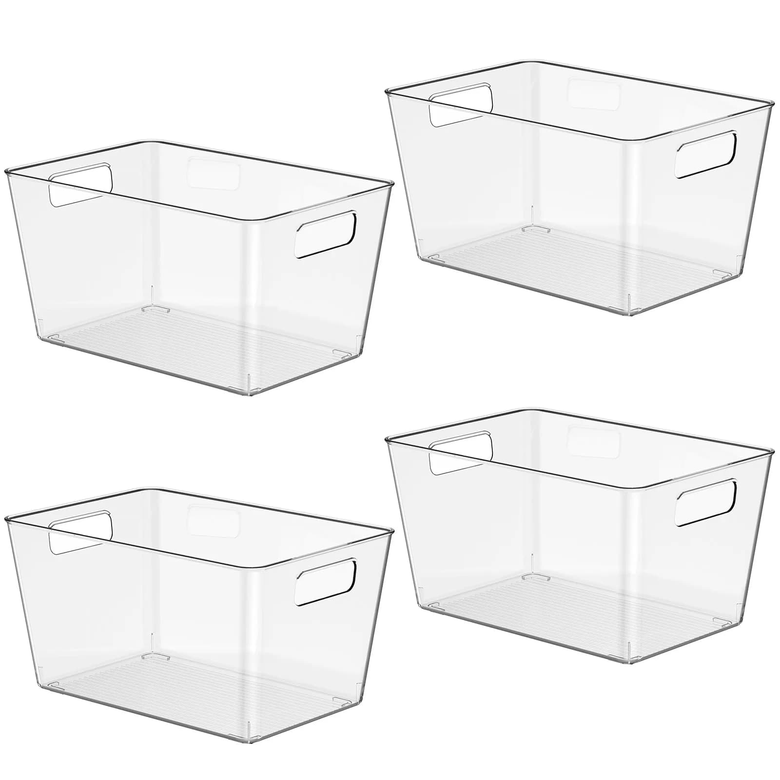 Faryuan 4 Pack Large Plastic Storage Bins 11" | BPA-Free Kitchen Organizer