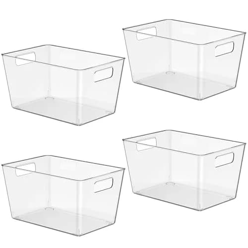 Faryuan 4 Pack Large Plastic Storage Bins 11" | BPA-Free Kitchen Organizer thumbnail 1