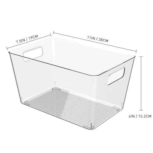 Faryuan 4 Pack Large Plastic Storage Bins 11" | BPA-Free Kitchen Organizer thumbnail 7
