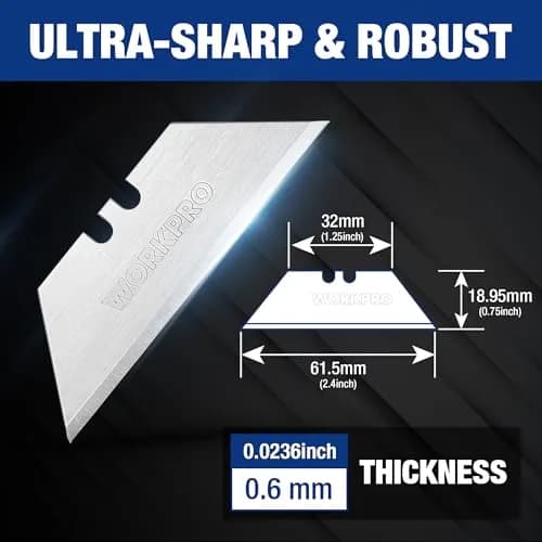 WORKPRO Utility Knife Blades 200 Pack with Dispenser | SK5 Steel, Standard Size, Sharp & Durable thumbnail 2