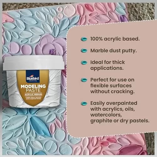 Bluebird Thick Modeling Paste White 150g (5.3 Oz) | High Density Acrylic Medium for Texture and Dimension thumbnail 2